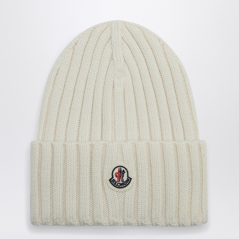 Moncler White Wool Bonnet In White