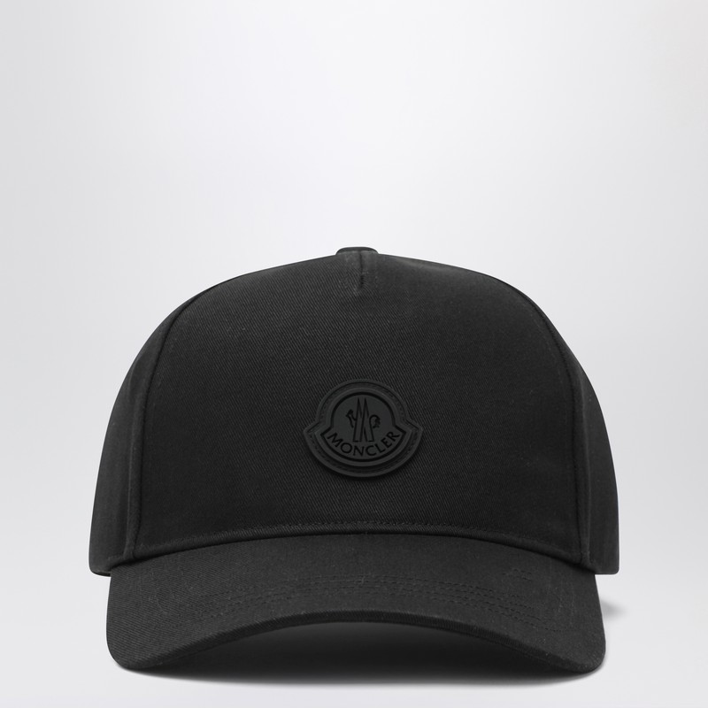 Black baseball cap with logo patch