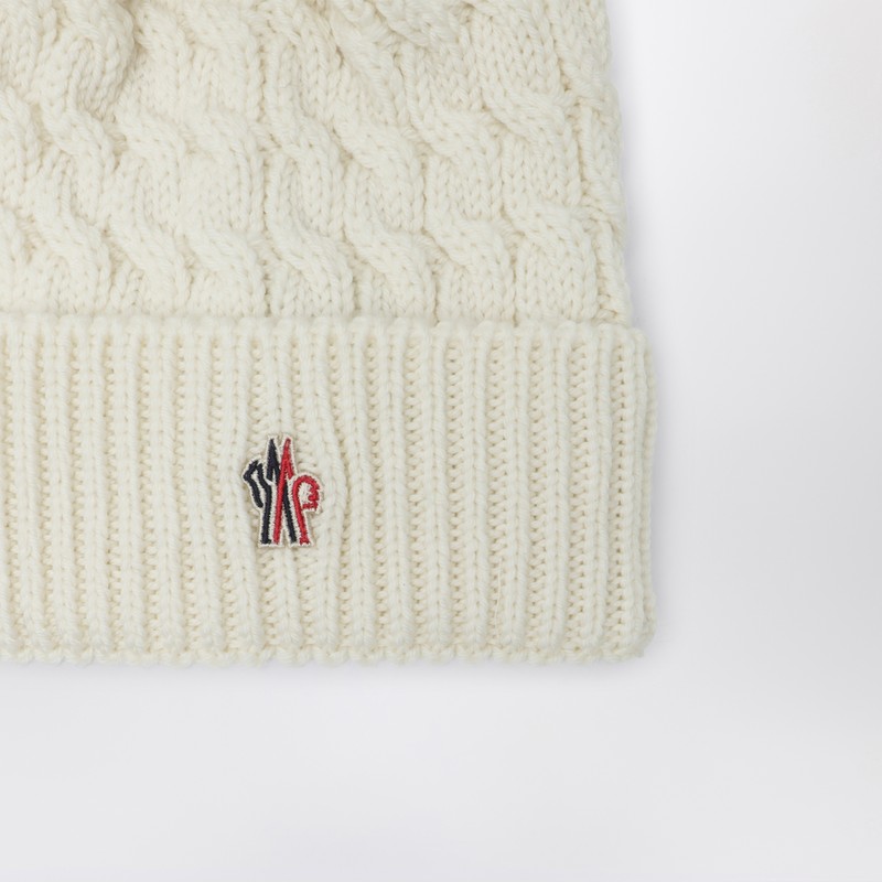 Moncler White Wool Hat With Pom Pom In White