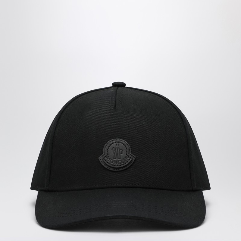 Black cotton gabardine baseball cap