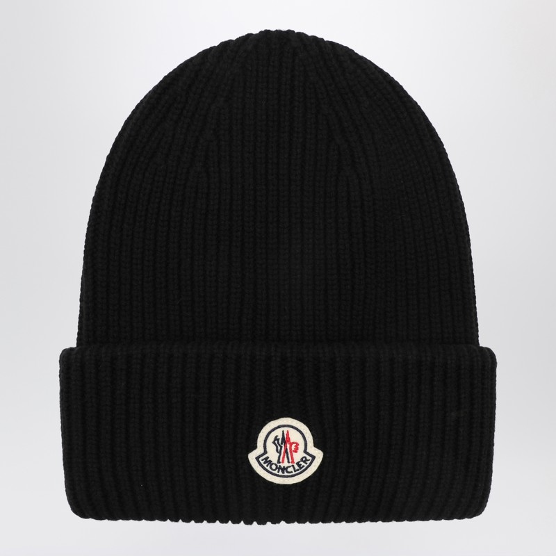 Black wool and cashmere beanie