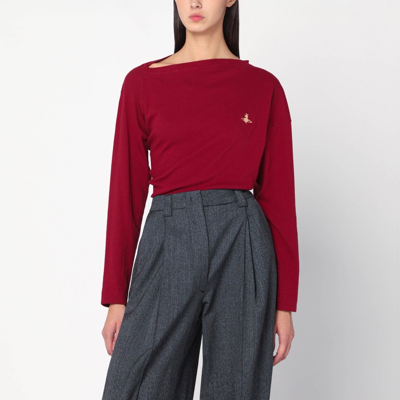 Brick red asymmetrical top with Orb logo
