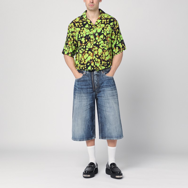Martine Rose Green Bowling Shirt With Abstract Pattern In Green