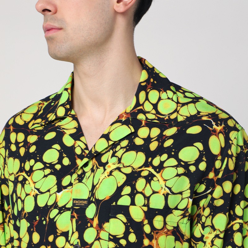 Martine Rose Green Bowling Shirt With Abstract Pattern In Green