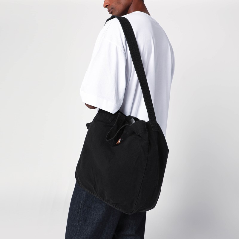 Polo Ralph Lauren Large Black Canvas Tote Bag With Logo In Black
