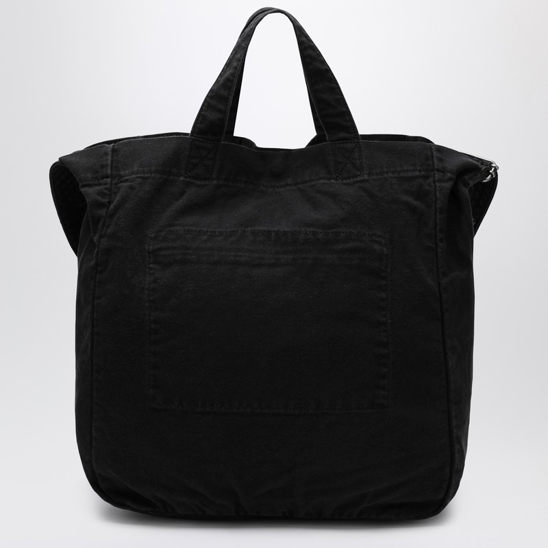 Polo Ralph Lauren Large Black Canvas Tote Bag With Logo In Black