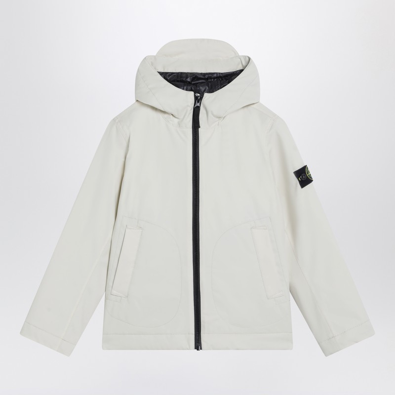 Ivory zip jacket in polyester canvas