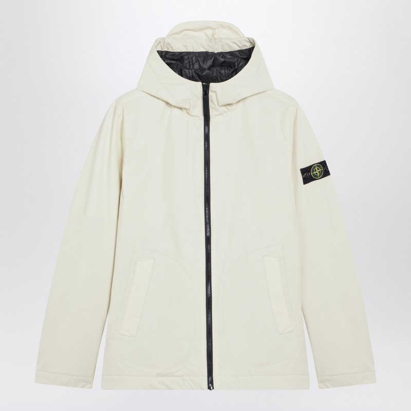 Ivory zip jacket in polyester canvas