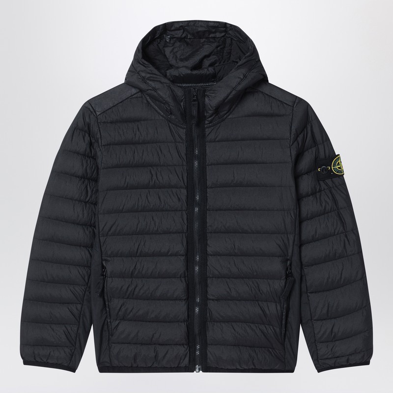 Black hooded down jacket