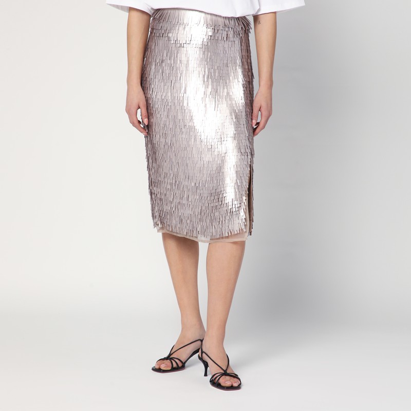 Pencil skirt with silver sequins