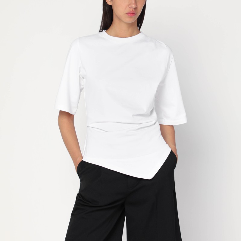 White asymmetric cotton top