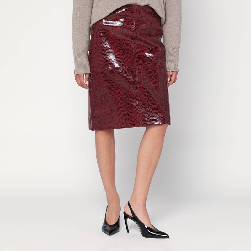 Bordeaux skirt in faux snakeskin leather