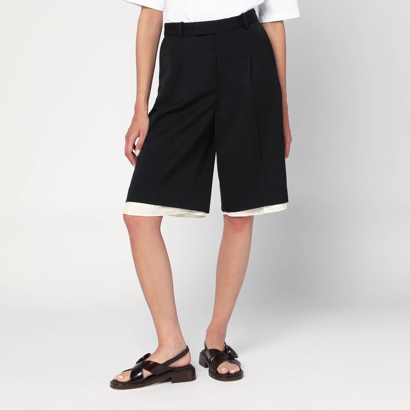 Black double-layer Bermuda shorts - Róhe - Modalova