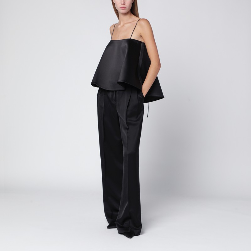 Rohe Peplum Satin Top In Black