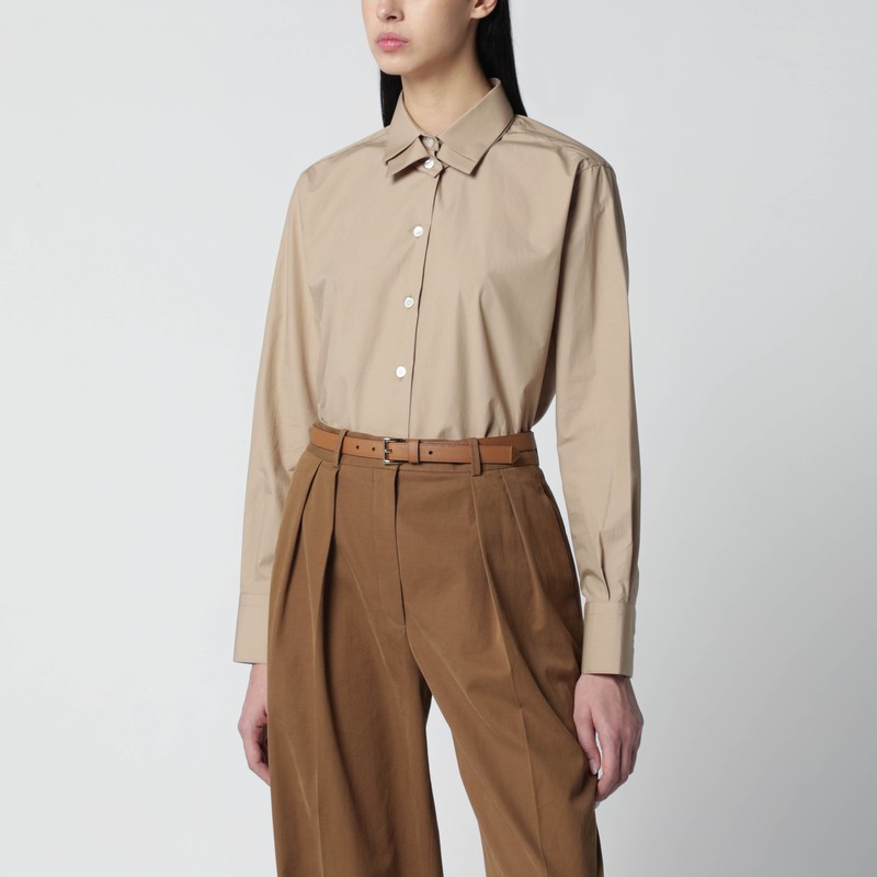Beige shirt with double collar