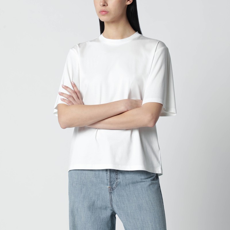 White oversized cotton and silk T-shirt