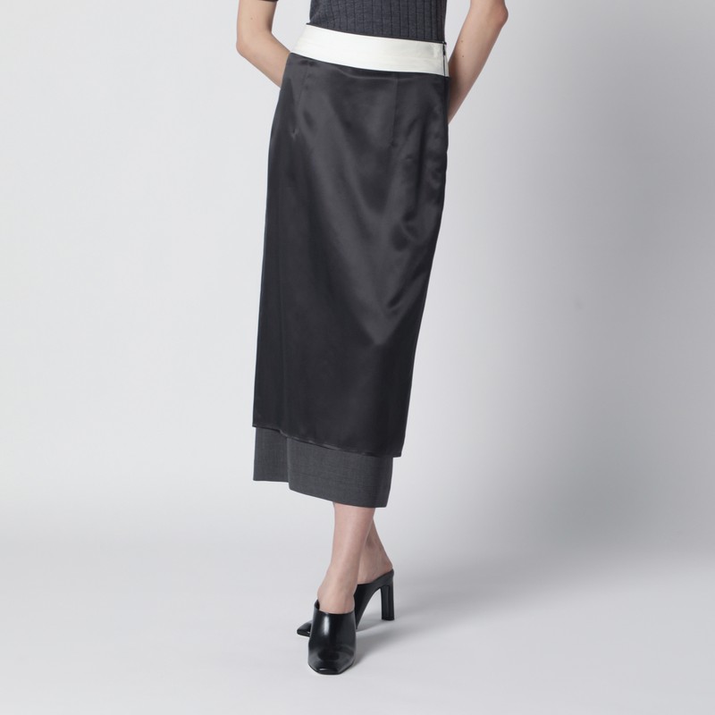 Dark grey inside-out midi skirt