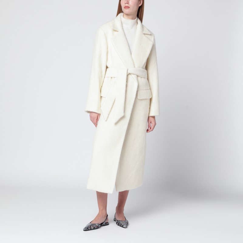 Almada Label Cream Robe Coat In Sand