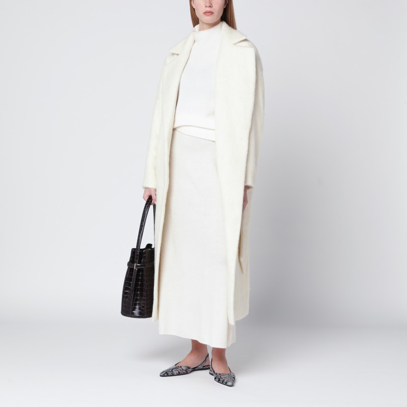 Almada Label Cream Robe Coat In Sand