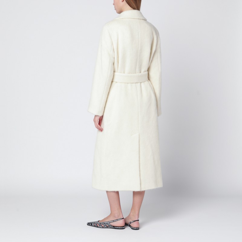 Almada Label Cream Robe Coat In Sand