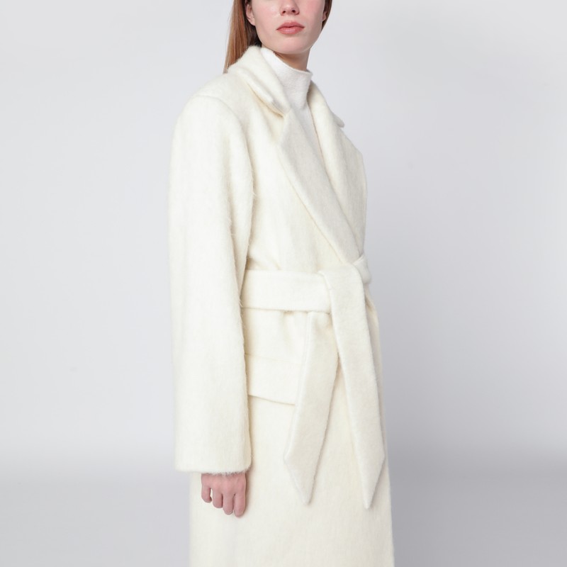 Almada Label Cream Robe Coat In Sand