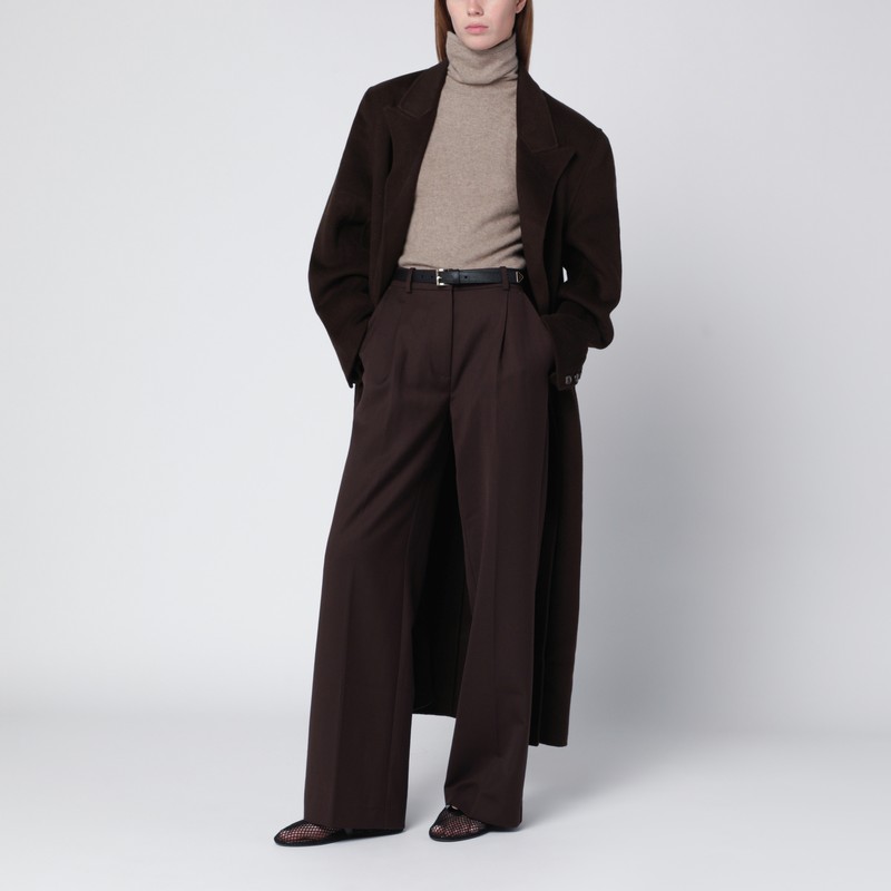 Almada Label Brown Coat In Wool And Cashmere In Brown