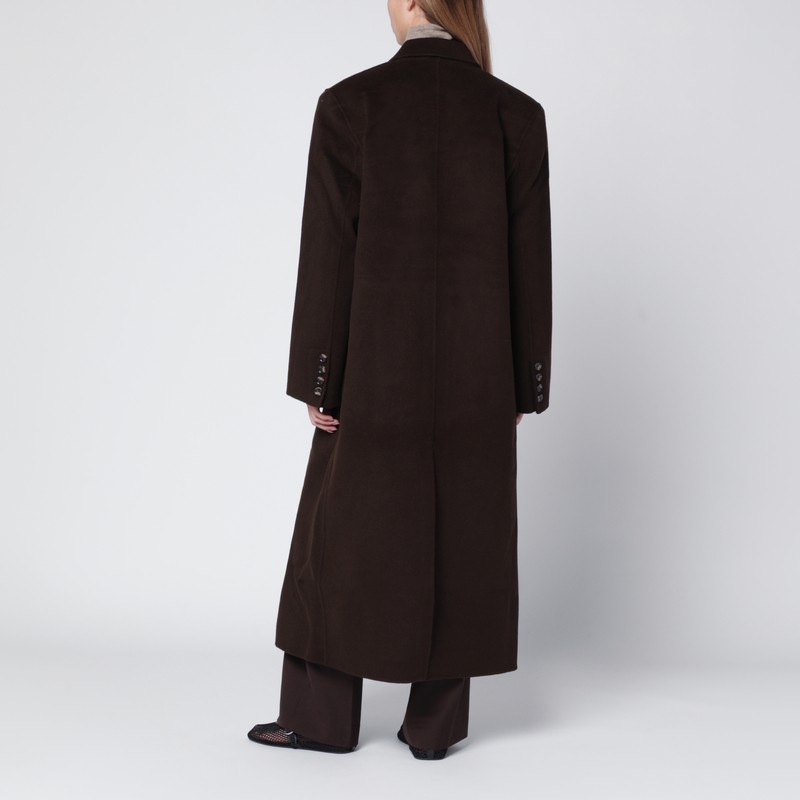 Almada Label Brown Coat In Wool And Cashmere In Brown