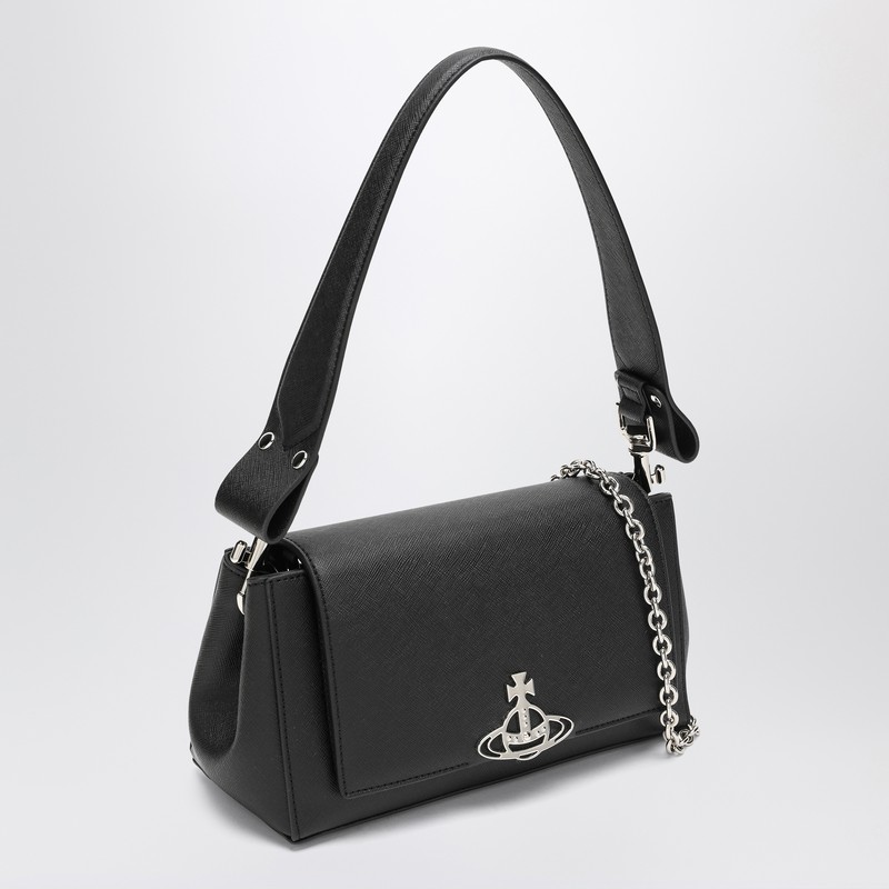 Vivienne Westwood Medium Black Smooth Shoulder Bag Hazel In Gray