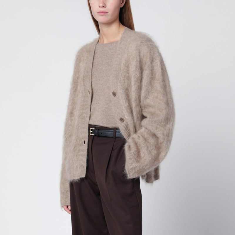 Almada Label Macy Cardigan In Beige Organic Cashmere In Sand