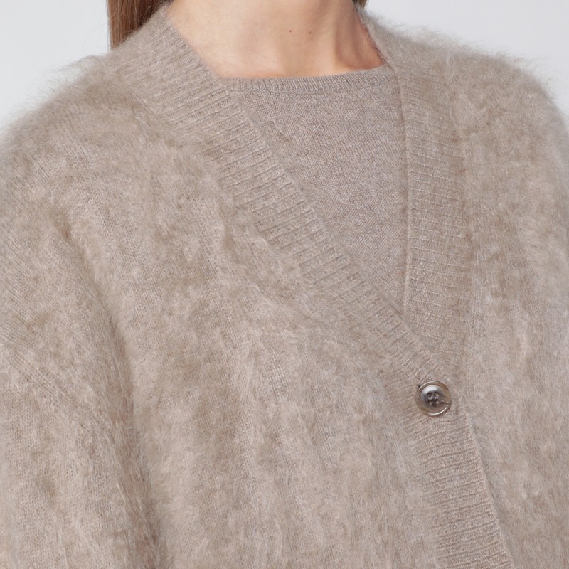 Almada Label Macy Cardigan In Beige Organic Cashmere In Sand