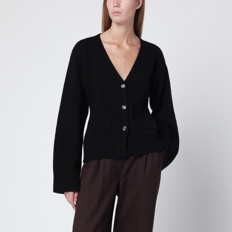 Drea cardigan in black wool and cashmere