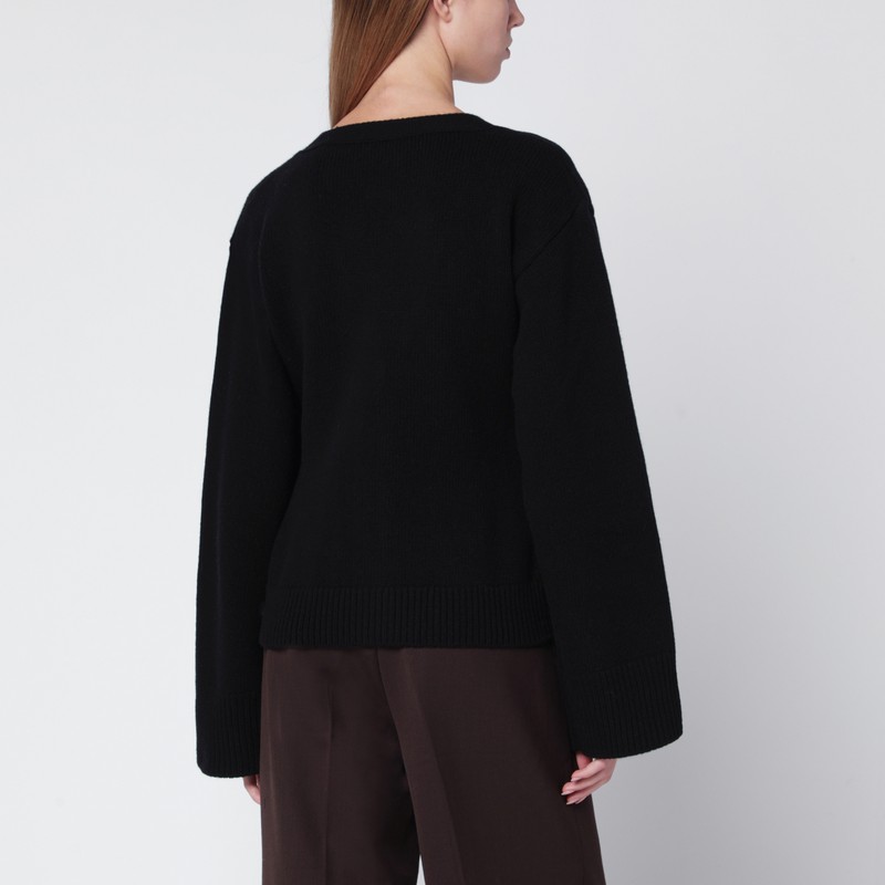 Almada Label Drea Cardigan In Black Wool And Cashmere In Black