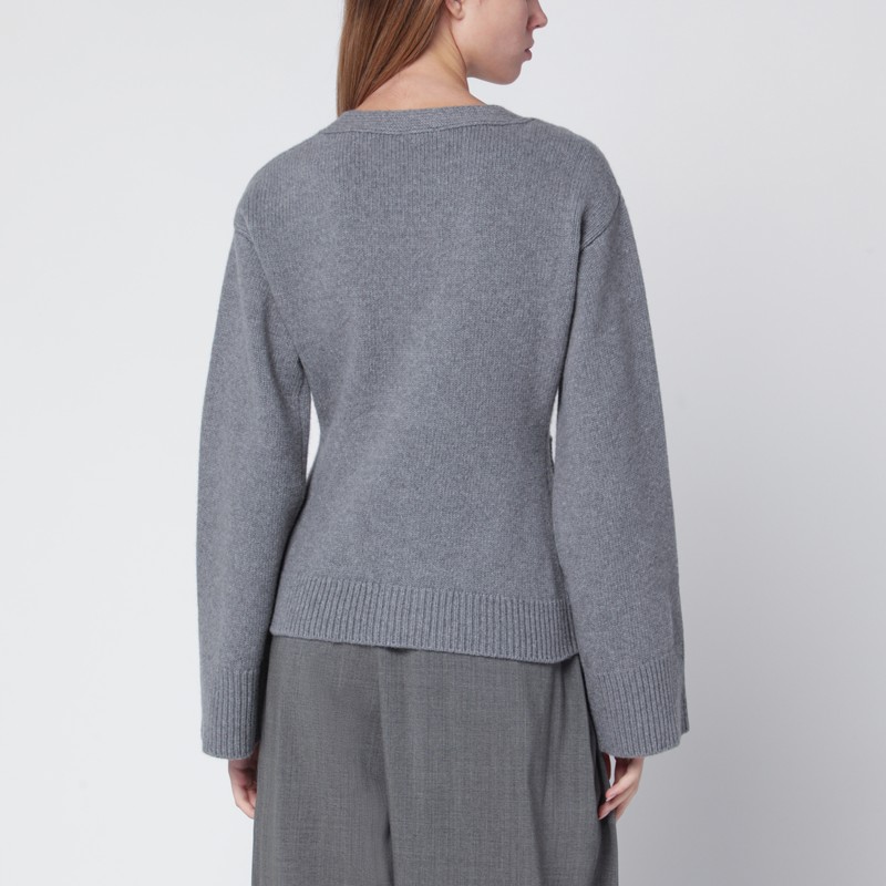 Almada Label Drea Cardigan In Grey Wool And Cashmere In Gray