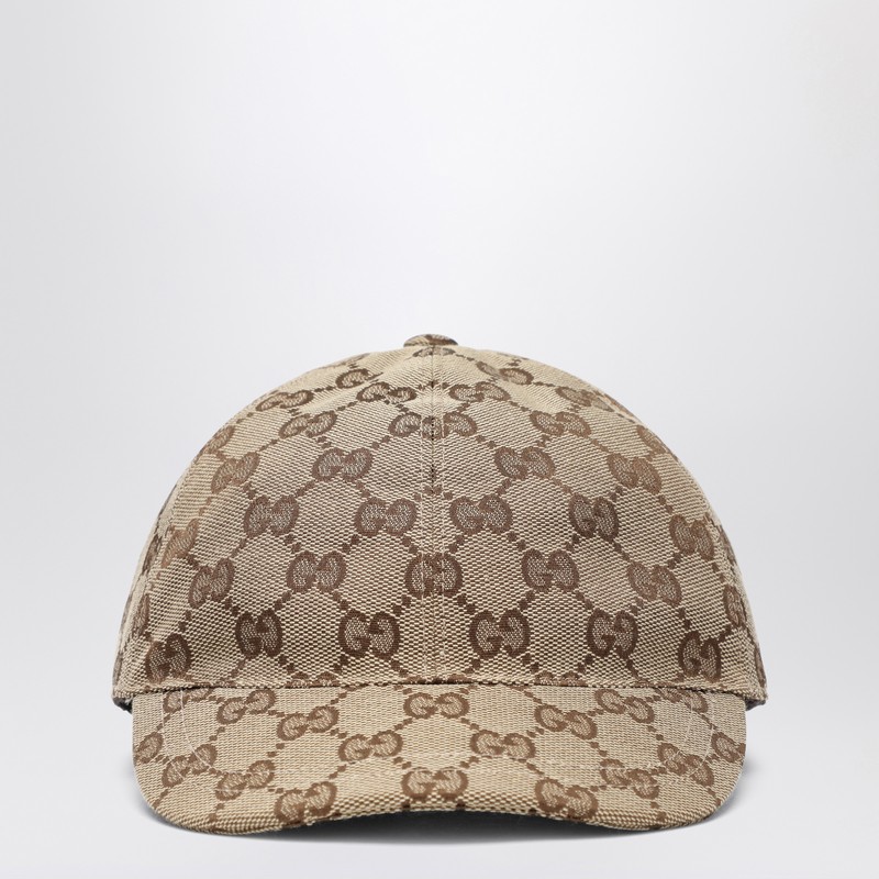 Beige and ebony GG fabric baseball cap