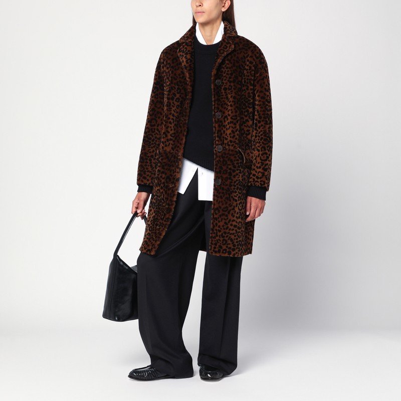 Salvatore Santoro Animal-print Leather Coat In Brown