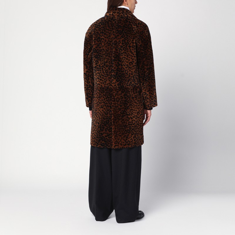 Salvatore Santoro Animal-print Leather Coat In Brown