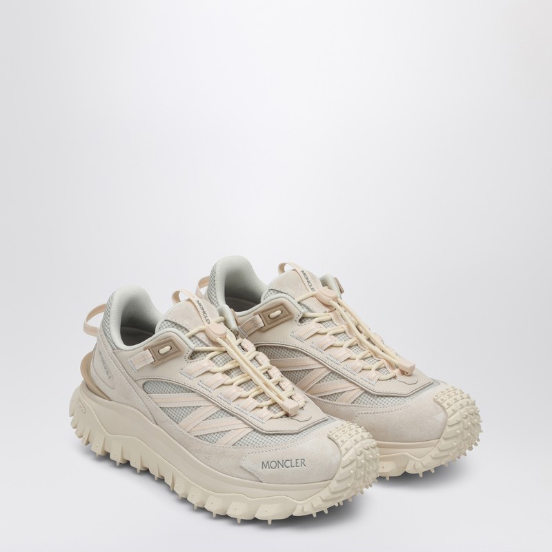 Moncler Trailgrip Leather And Suede Low-top Sneakers In Neutral