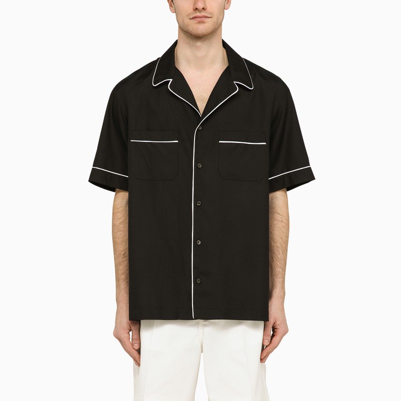 Black silk bowling shirt