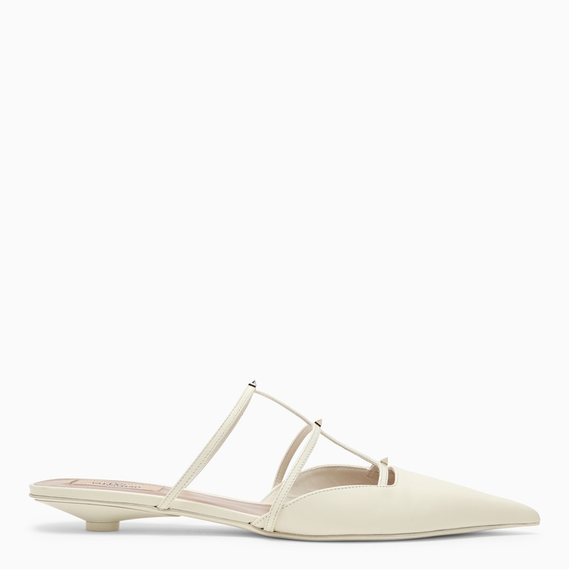 Shop Valentino Garavani | Ivory Leather Rockstud Wispy Mule In White