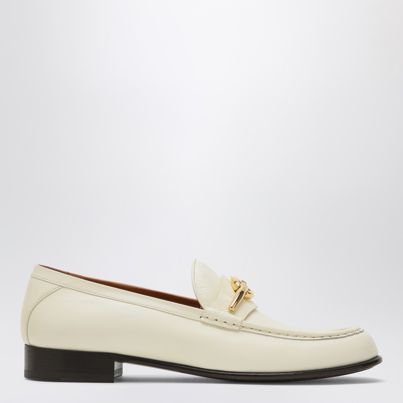 Valentino garavani elfenbeinfarbener slipper vlogo signature aus leder