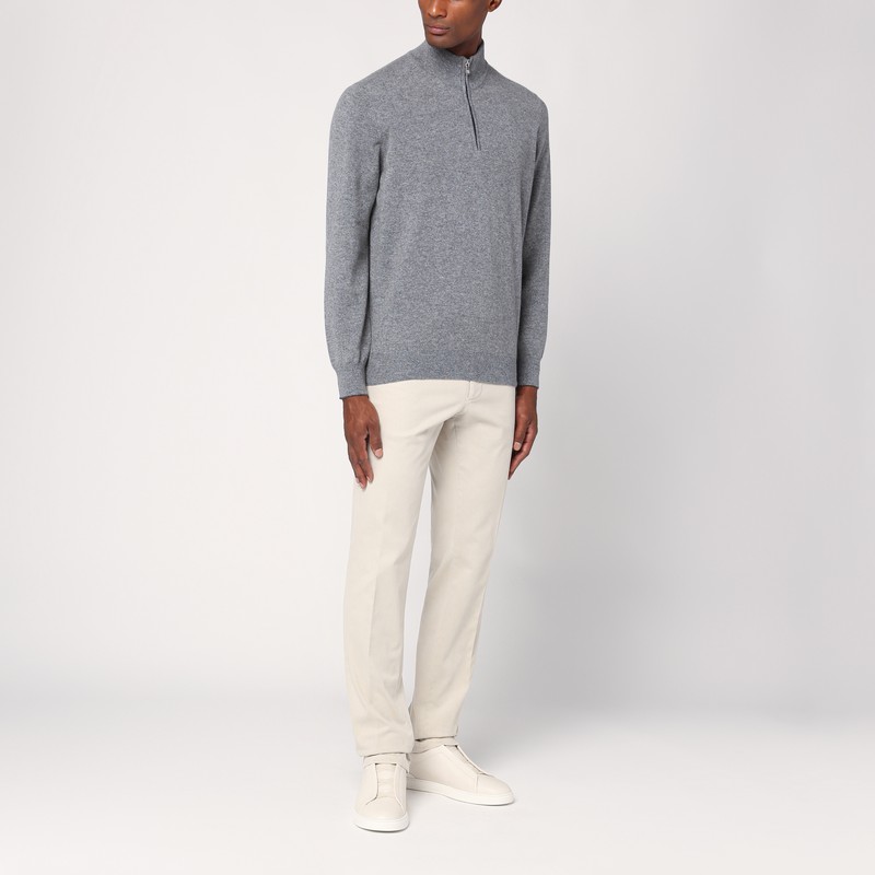 Santaniello Light Beige Cotton Trousers In Beige