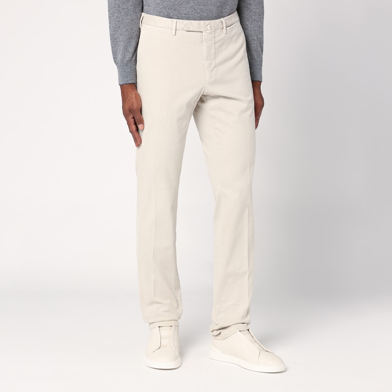 Santaniello Light Beige Cotton Trousers In Beige