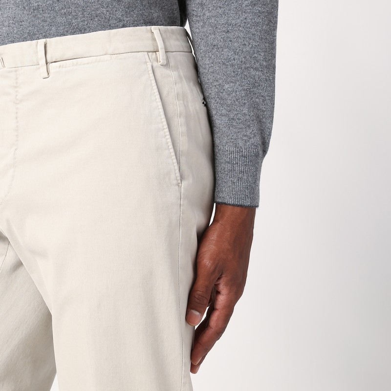 Santaniello Light Beige Cotton Trousers In Beige