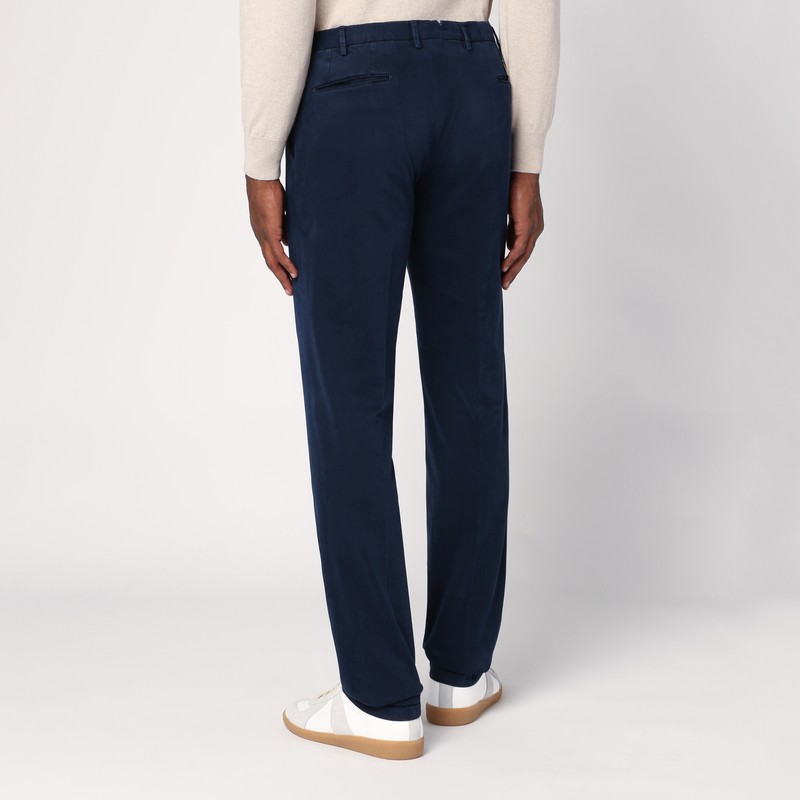Santaniello Cotton Clark Double Pleat Pants In Blue
