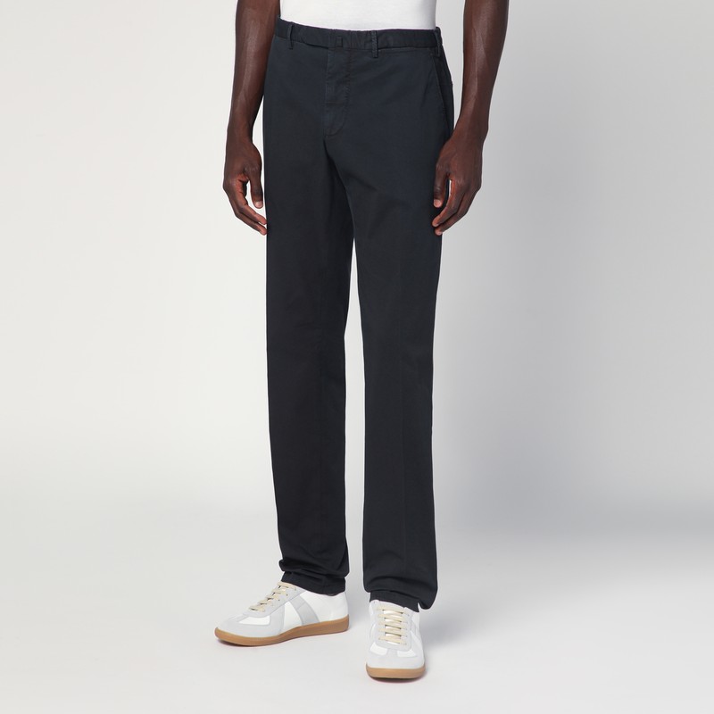 Santaniello Black Trousers In Cotton In Black