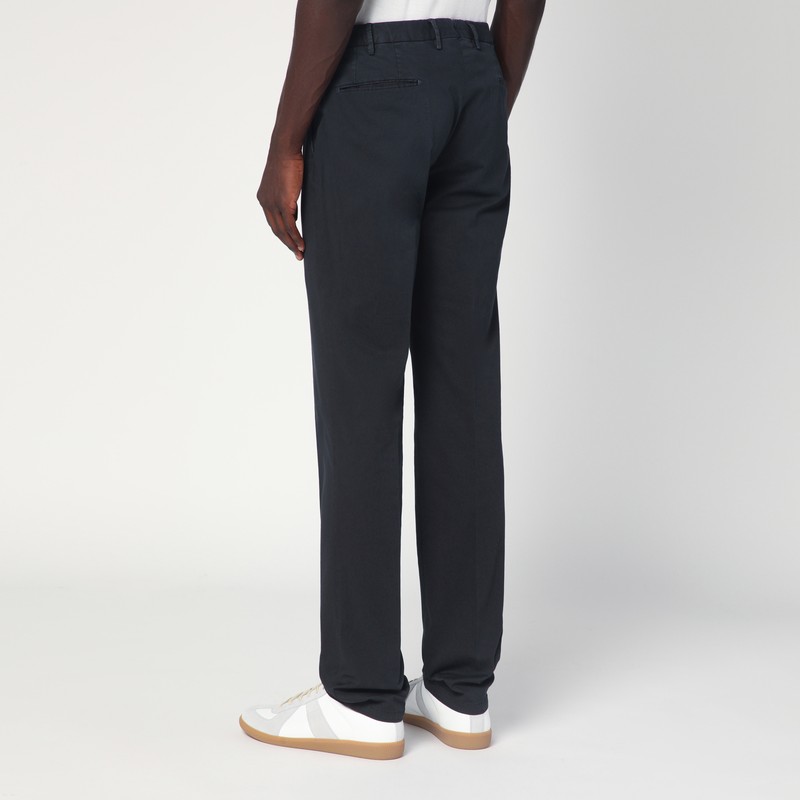 Santaniello Black Trousers In Cotton In Black