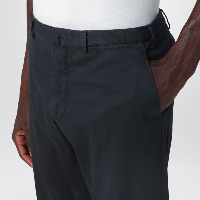 Santaniello Black Trousers In Cotton In Black