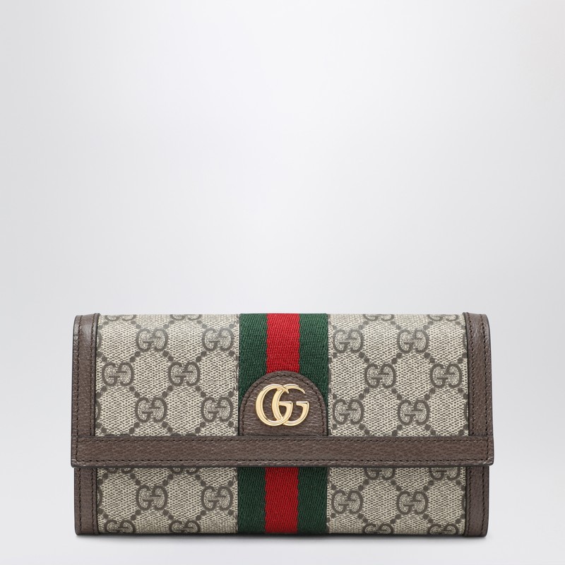 Ophidia wallet in beige/ebony GG fabric