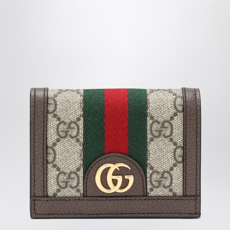 Small Ophidia wallet in beige/ebony GG fabric