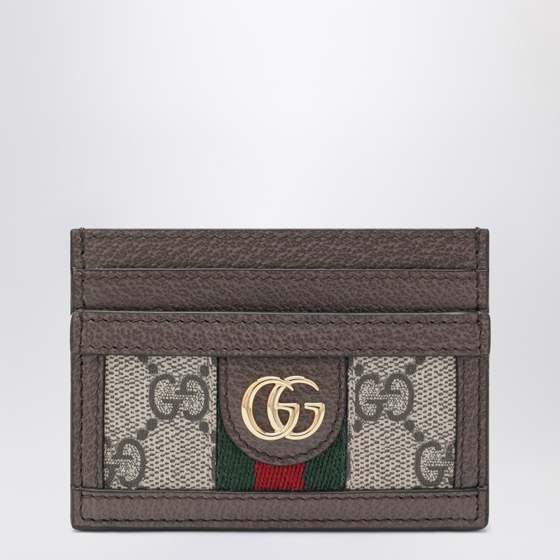 Ophidia card holder in beige/ebony GG Supreme fabric